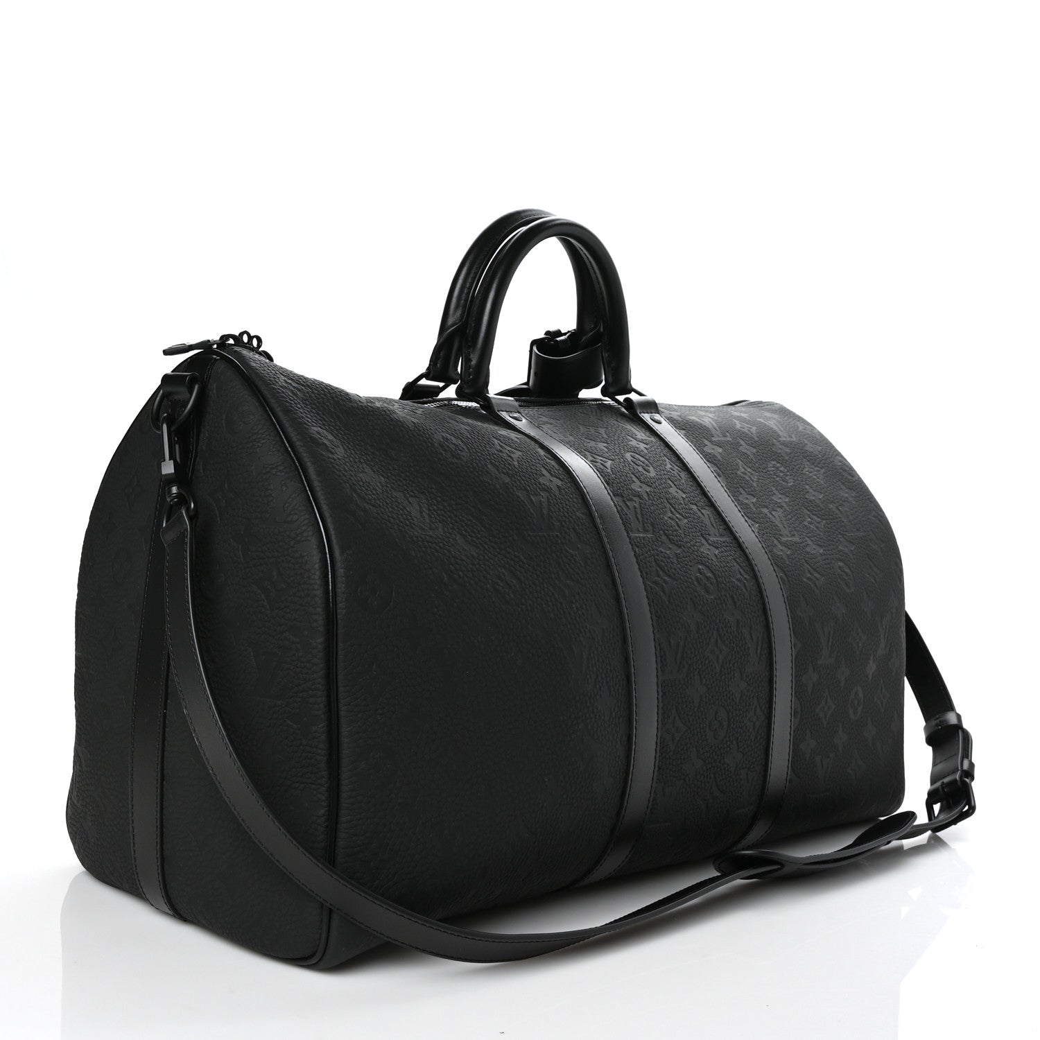 Louis Vuitton Taurillon Monogram Keepall Bandouliere 50 Black 2 of 5