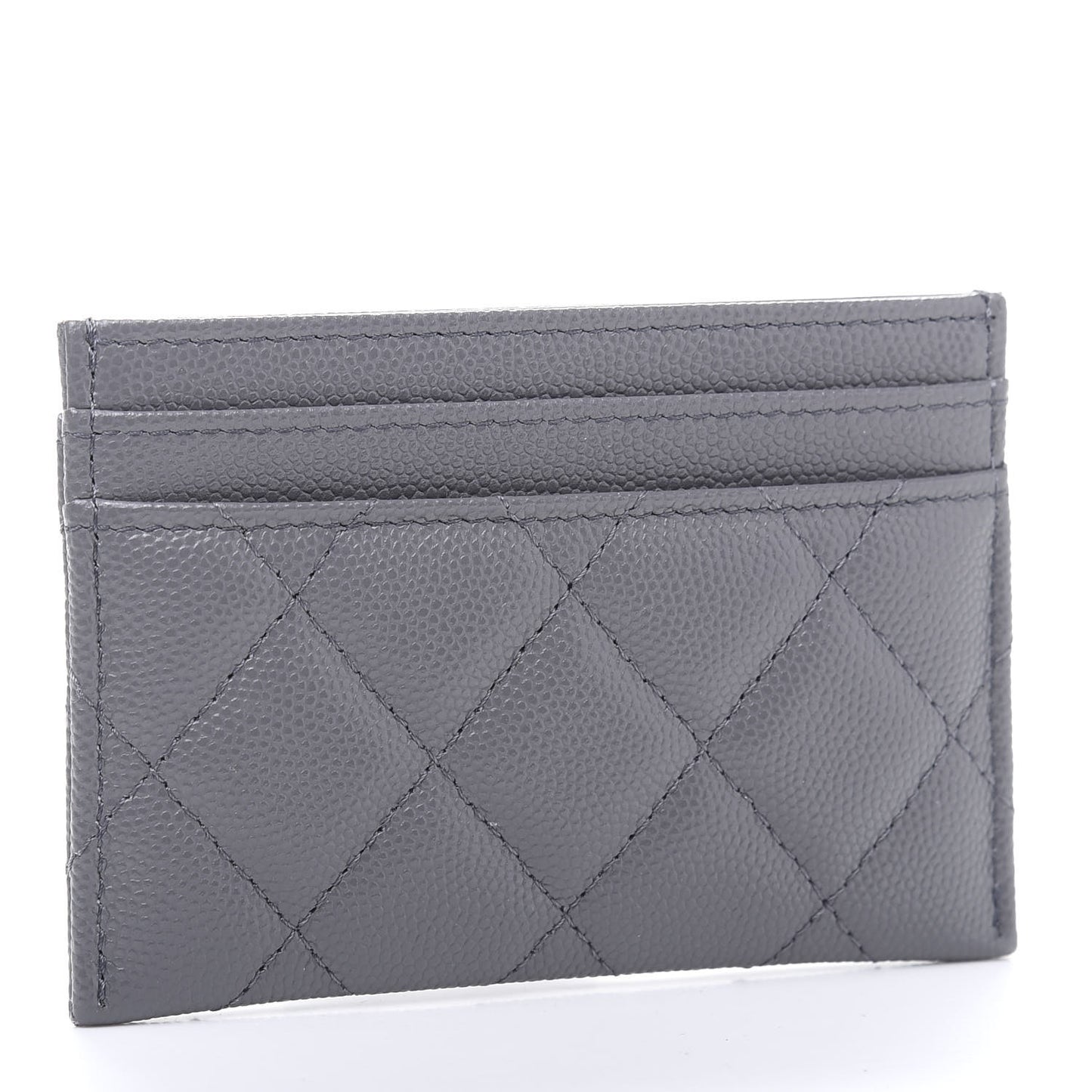 Caviar Quilted French New Wave Card Holder Grey