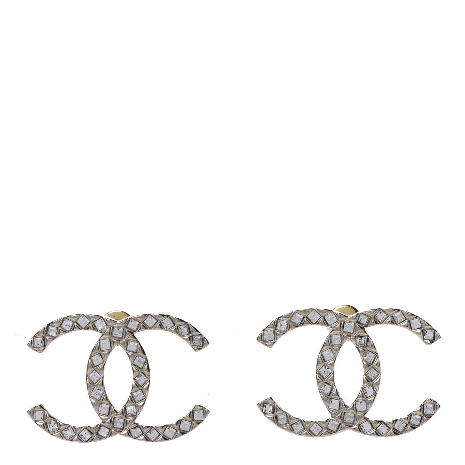 Chanel Baguette Crystal High Society CC Earrings Gold 1 of 5
