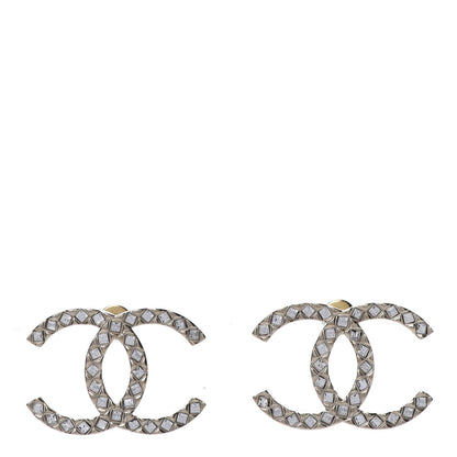 Chanel Baguette Crystal High Society CC Earrings Gold 1 of 5