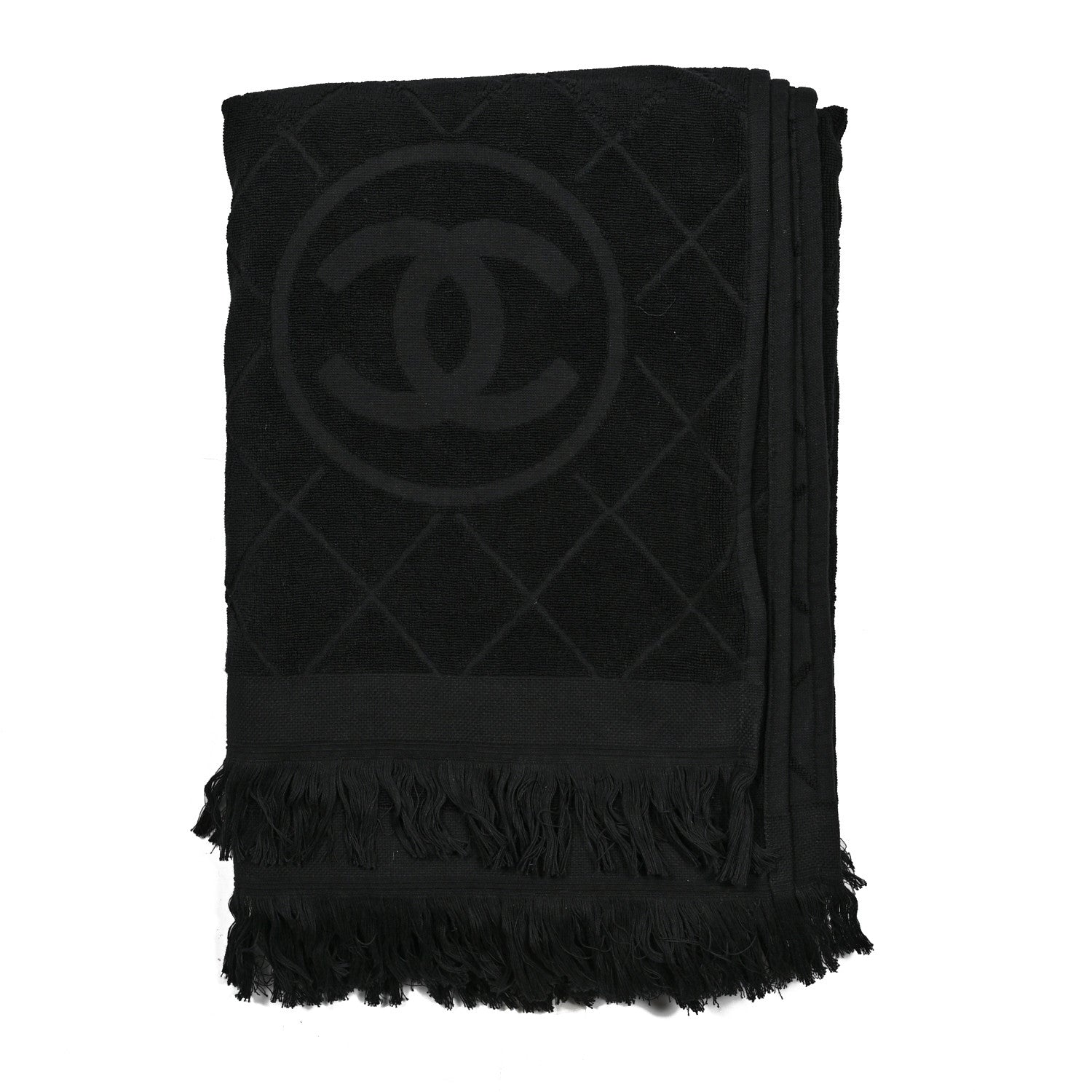 Chanel Terry Cotton CC Bath Towel Black 1 of 3