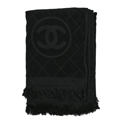 Chanel Terry Cotton CC Bath Towel Black 1 of 3