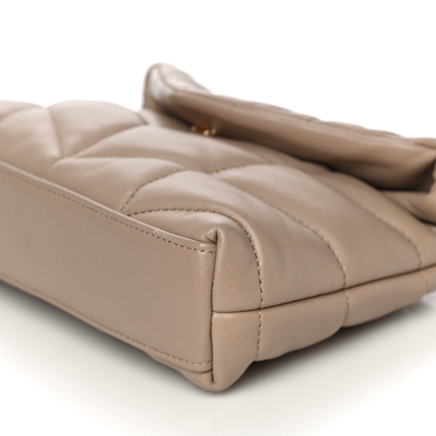 Lambskin Monogram Loulou Puffer Pouch Clutch Dark Beige