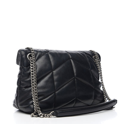 Saint Laurent Lambskin Quilted Small Loulou Puffer Monogram Chain Satchel Black 2 of 9