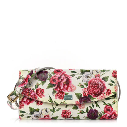 Dolce & Gabbana Dauphine Floral Print Shoulder Bag White Pink 1 of 6