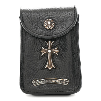 Chrome Hearts Grained Calfskin Cross Belt Pouch Cigarette Case Black 1 of 6