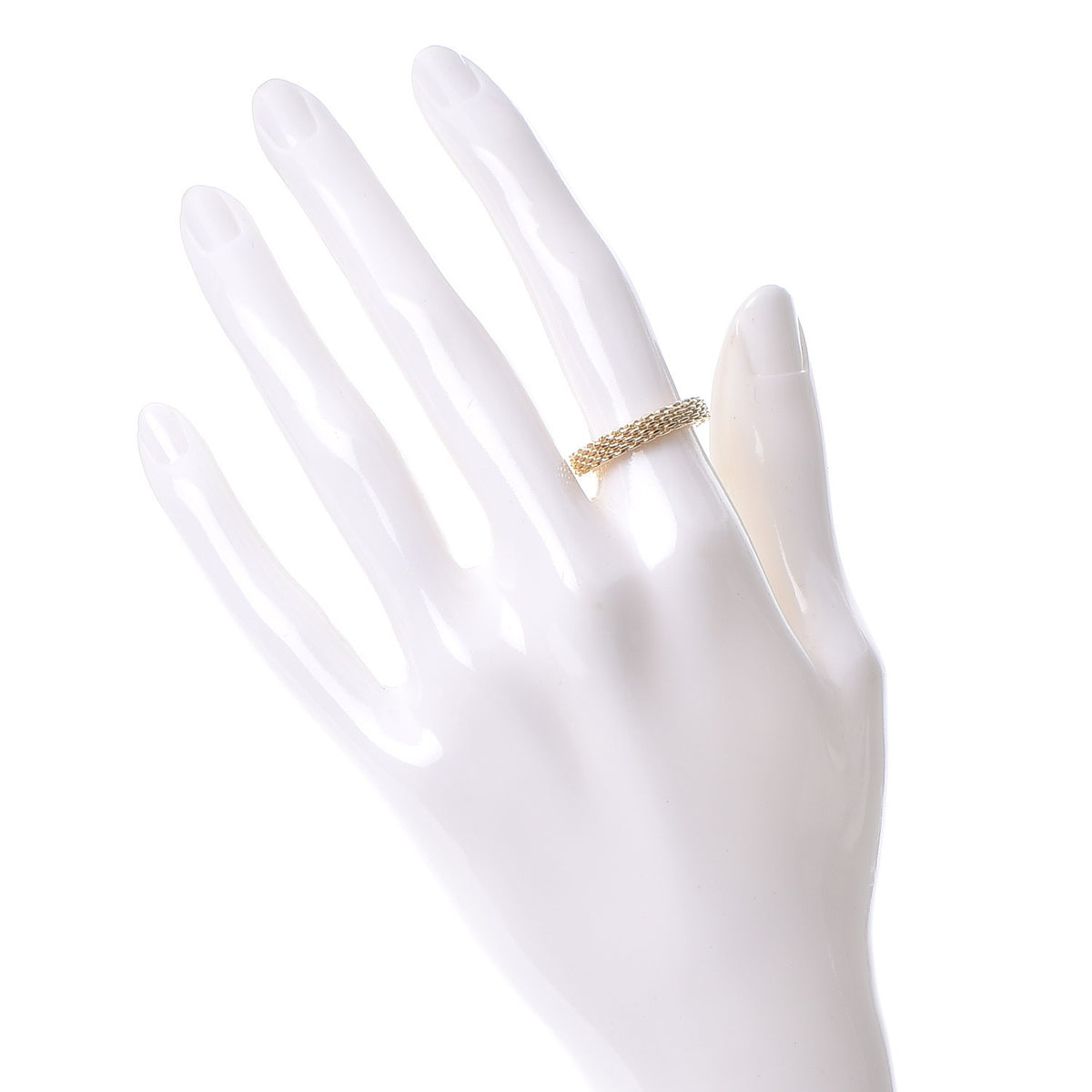 Tiffany 18K Yellow Gold Narrow Somerset Mesh Ring 51.9 6 2 of 4