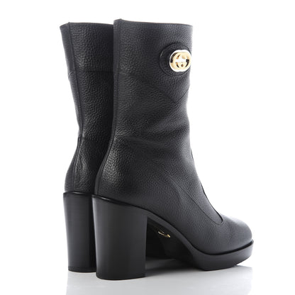Gucci Austin Calfskin Interlocking G Ankle Boots 39.5 Black 4 of 9