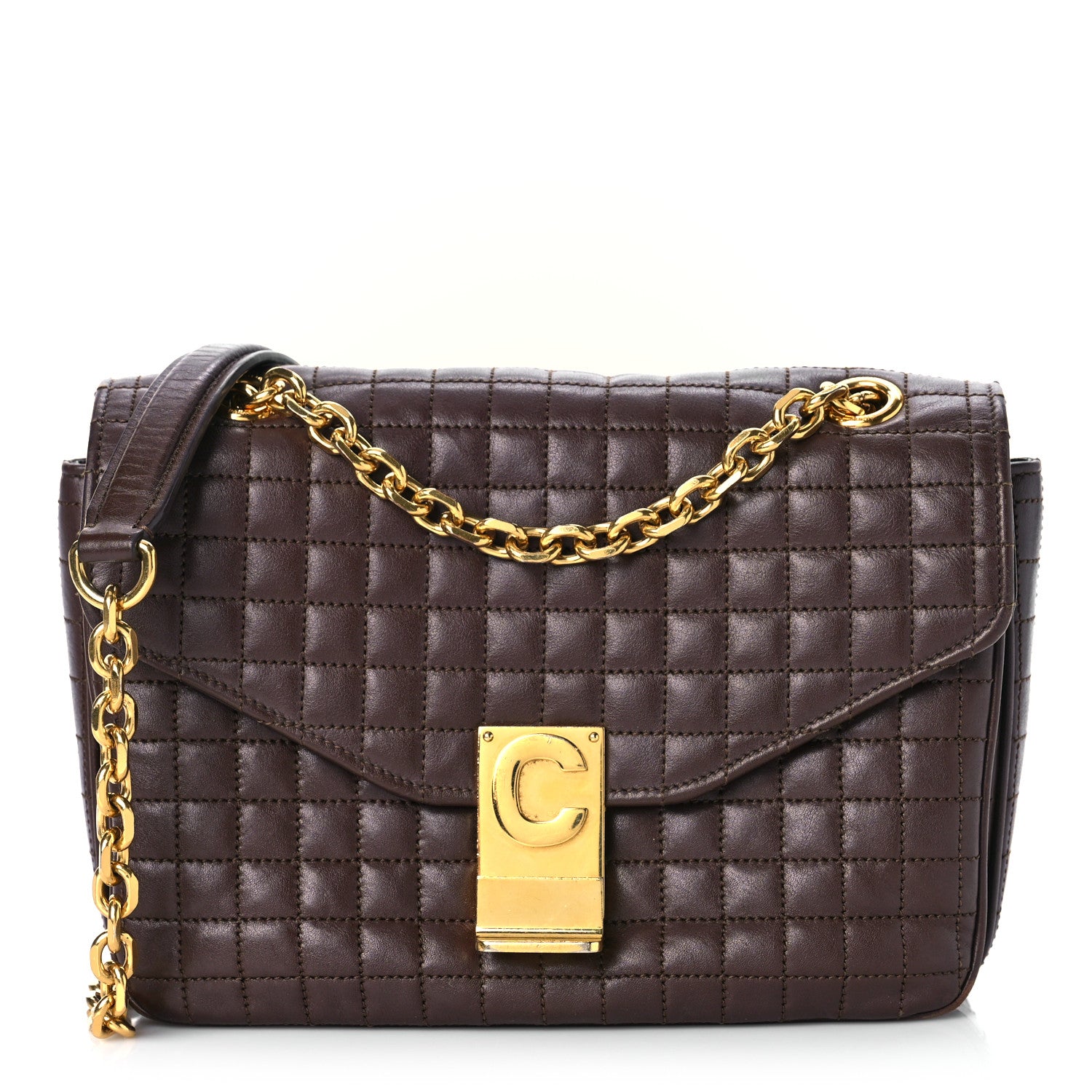 Celine Calfskin Quilted Medium C Bag Dark Brown 1 of 14