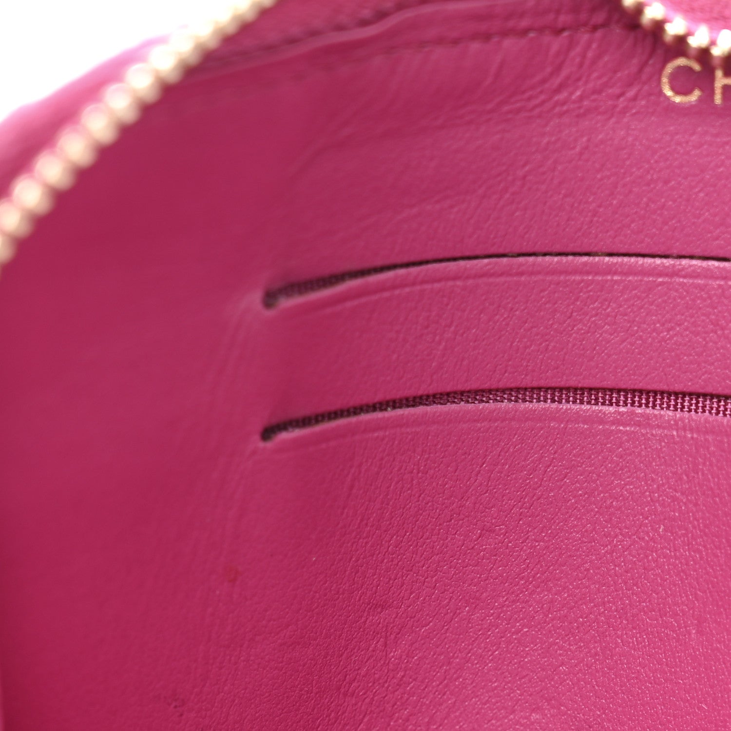 Chanel Lambskin Camellia Embossed Small Zip Around Wallet Dark Pink 9 of 12