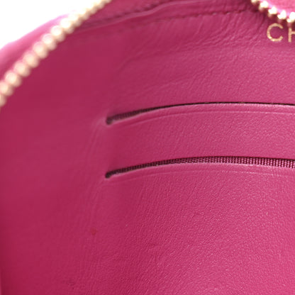 Chanel Lambskin Camellia Embossed Small Zip Around Wallet Dark Pink 9 of 12