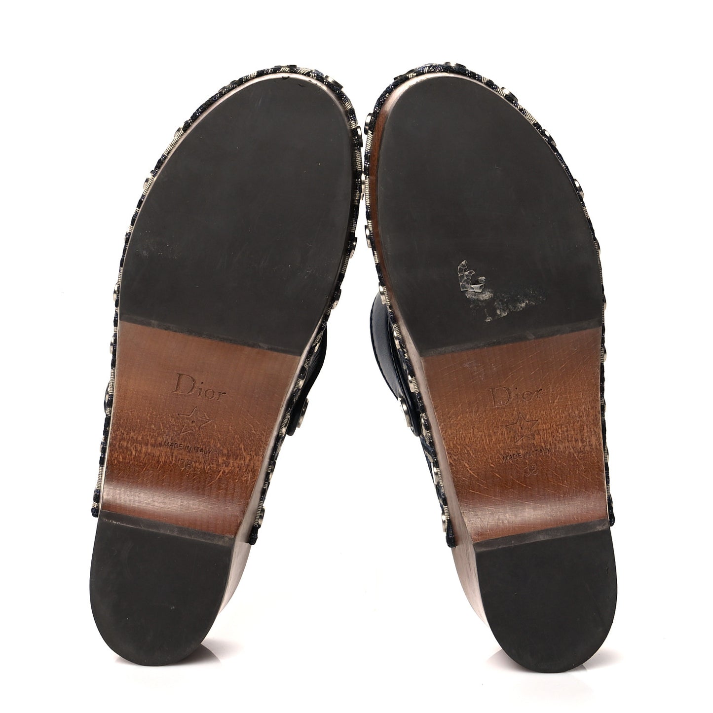 Canvas Oblique Diorquake 20mm Slingback Clogs 38 Deep Blue