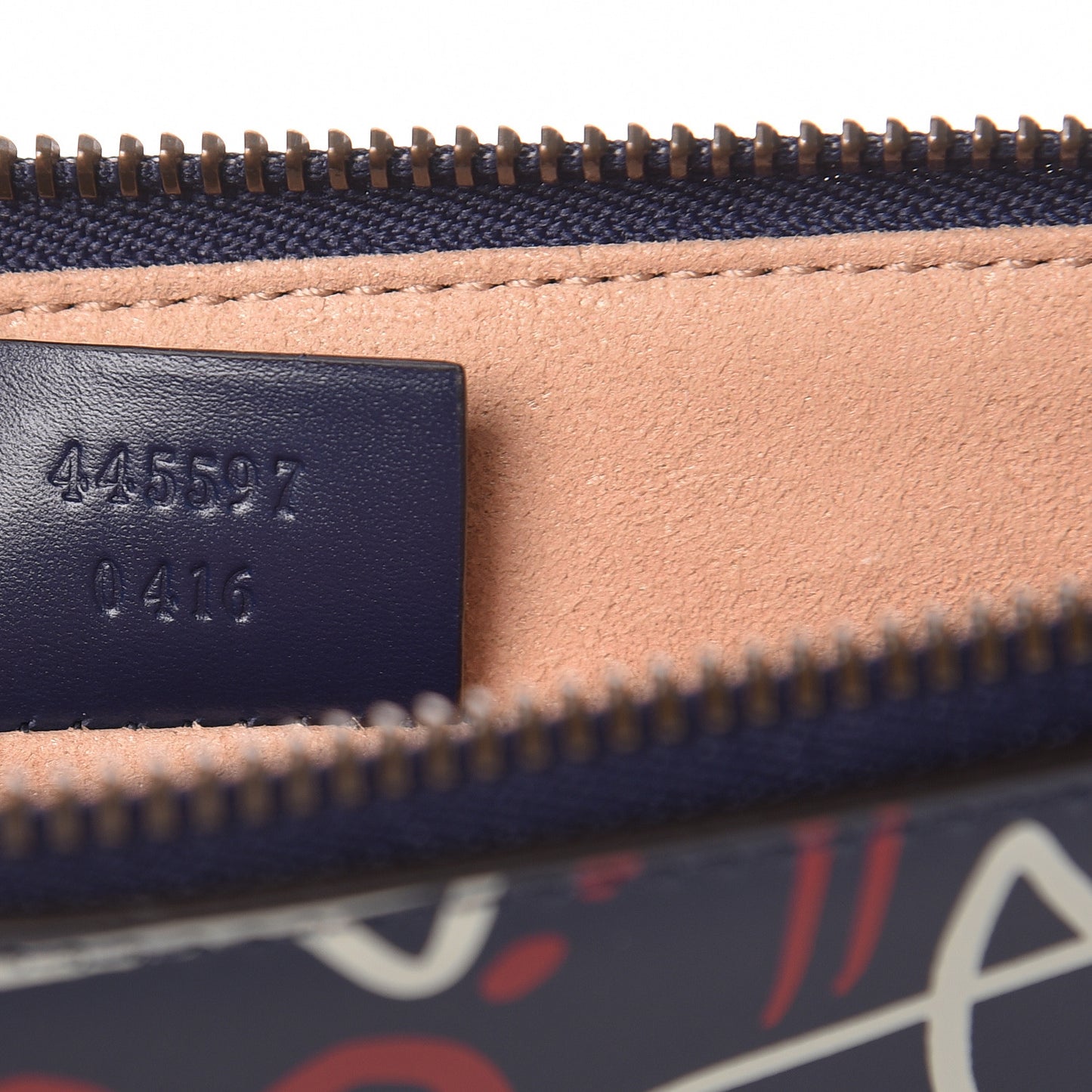 Calfskin GucciGhost Print Pouch Blue Agata Hibiscus Red