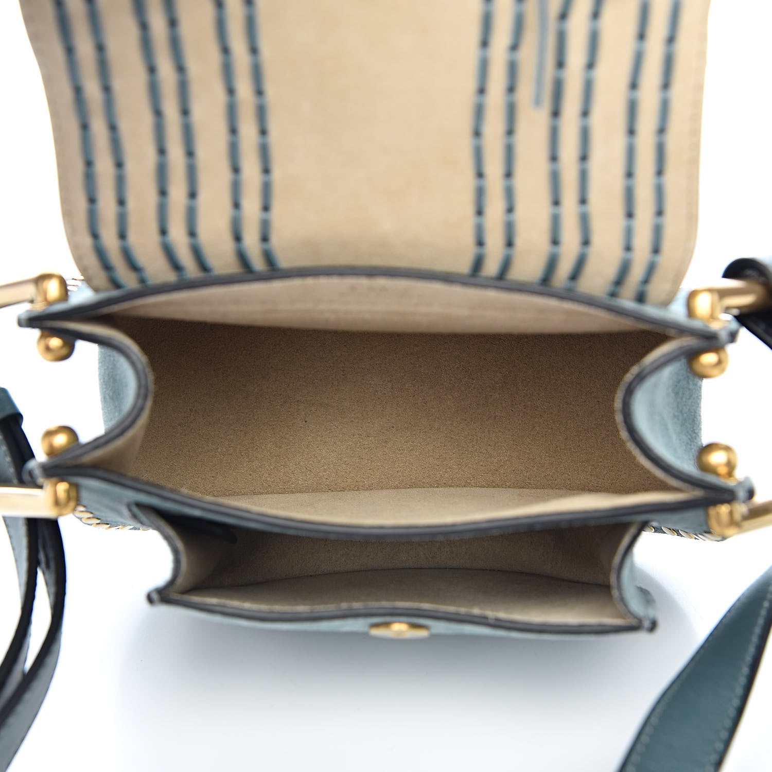Chloe Suede Calfskin Braided Mini Hudson Shoulder Bag Cloudy Blue 6 of 10