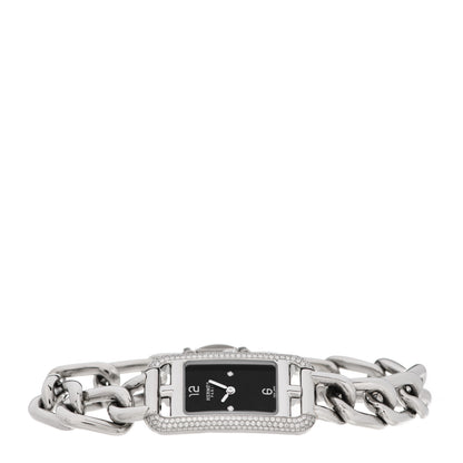 Hermes Stainless Steel Diamond Bezel 17mm Nantucket Quartz Watch Black 2 of 5