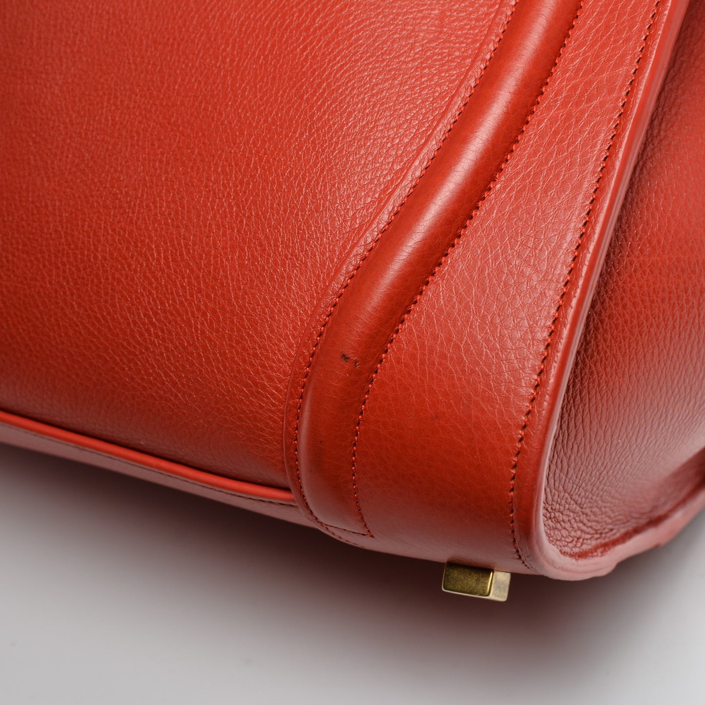 Drummed Calfskin Mini Luggage Coquelicot