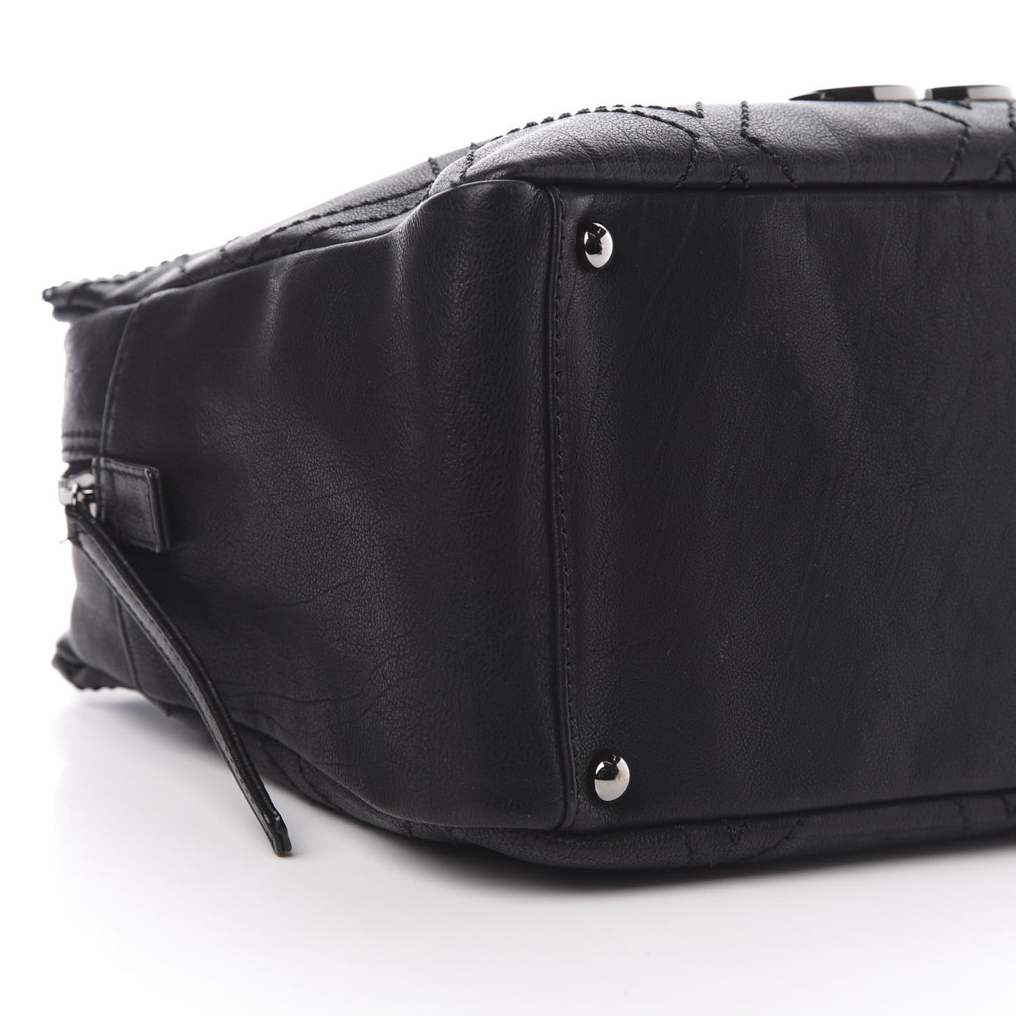 Calfskin Diamond Stitch Tote Black