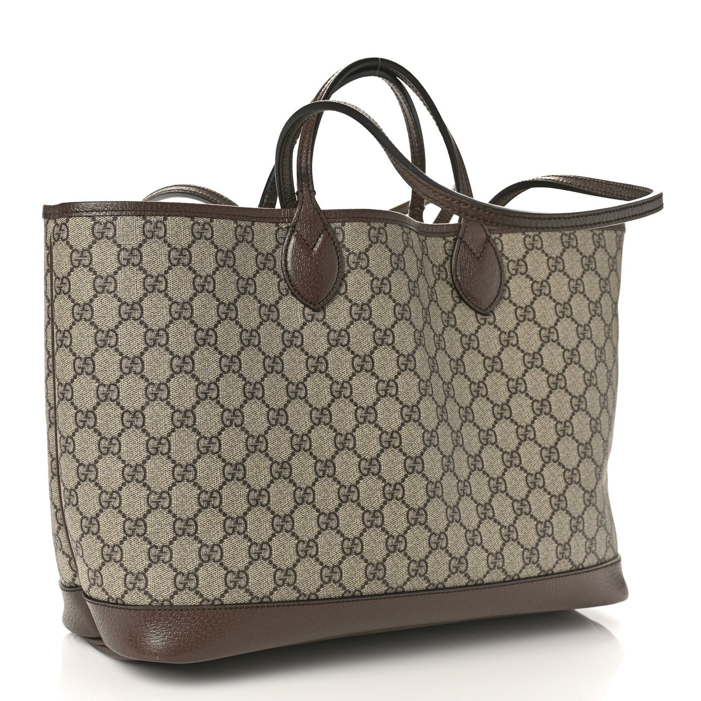 GG Supreme Monogram Textured Calfskin Medium Ophidia Shoulder Tote Bag Beige Ebony New Acero