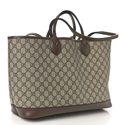 Gucci GG Supreme Monogram Textured Calfskin Medium Ophidia Shoulder Tote Bag Beige Ebony New Acero 3 of 8