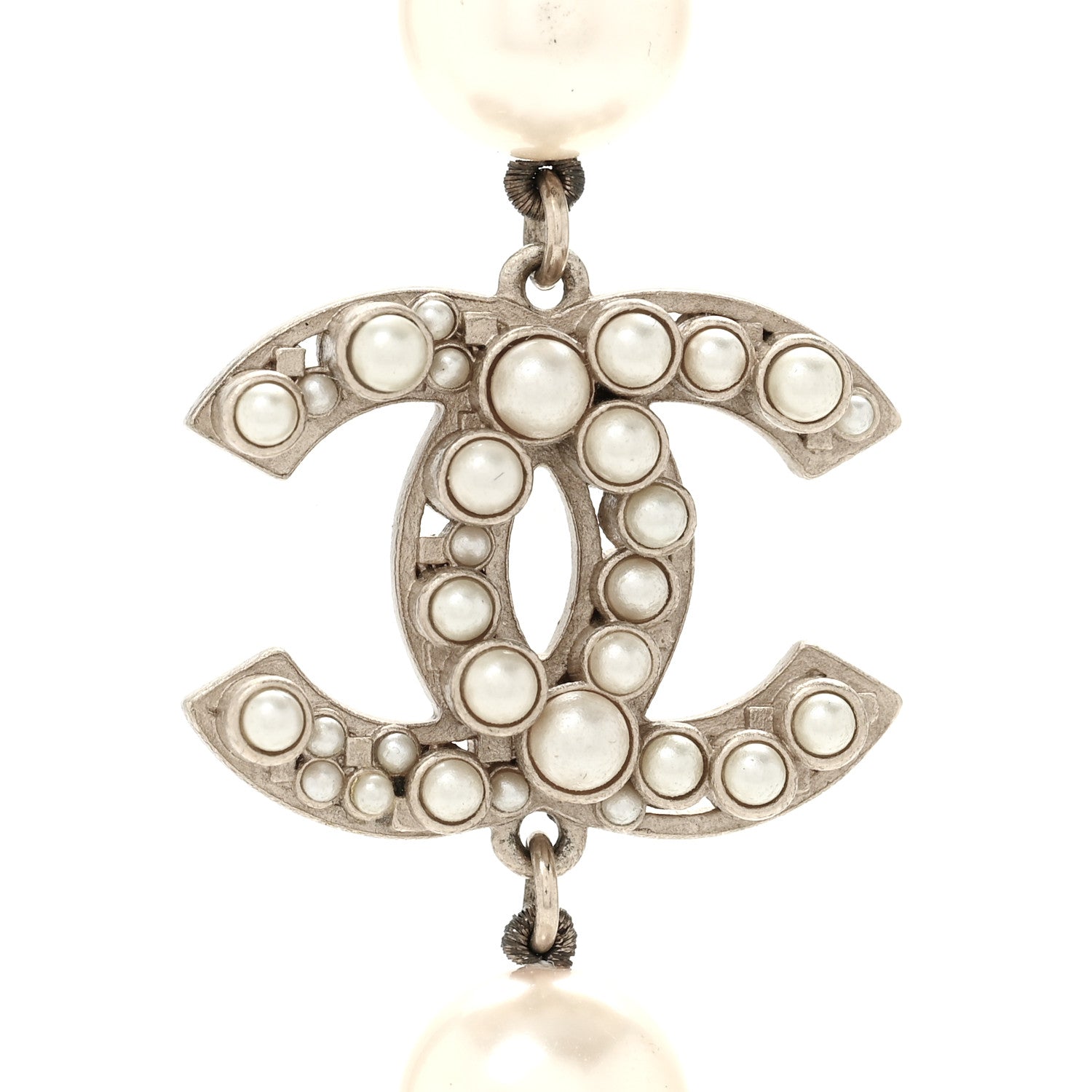 Chanel Crystal Pearl CC Long Necklace Gold 4 of 6