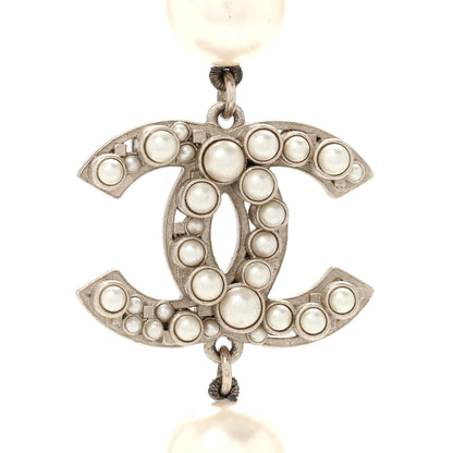 Chanel Crystal Pearl CC Long Necklace Gold 4 of 6