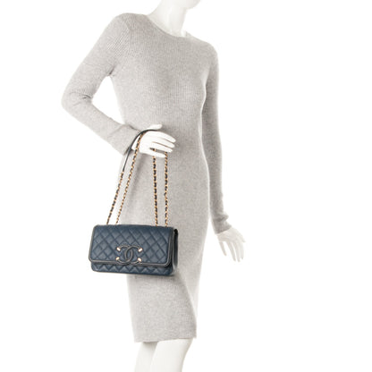 Chanel Caviar Quilted Medium CC Filigree Flap Navy 2 of 7