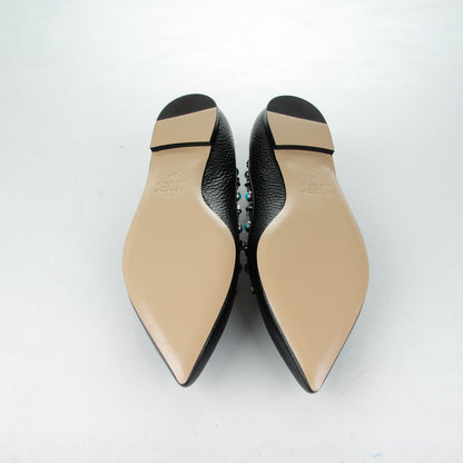 Valentino Garavani Pebbled Calfskin Rockstud Rolling Ballerina Flats 36.5 Black 5 of 8