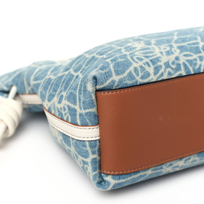 Loewe Denim Calfskin Mermaid Print Paula's Ibiza Flamenco Knot Bag Blue Tan 7 of 8