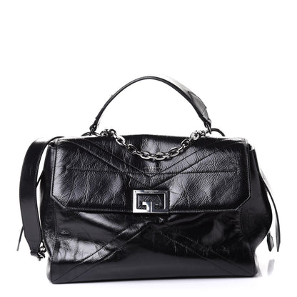Givenchy Creased Patent Calfskin Medium ID Flap Black 1 of 4