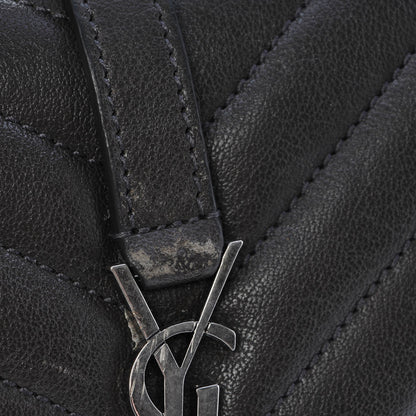 Saint Laurent Sheepskin Matelasse Chevron Monogram College Chain Wallet Coal 8 of 8