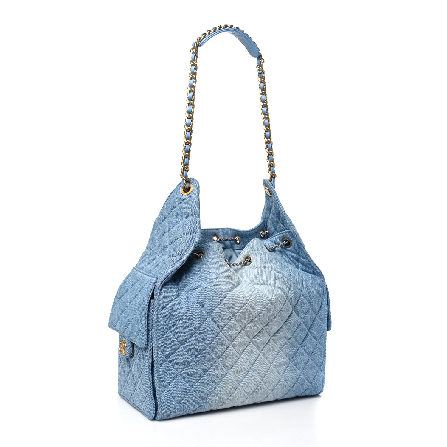 Chanel Washed Denim Quilted Medium Chanel 25 Handbag Blue 4 of 11