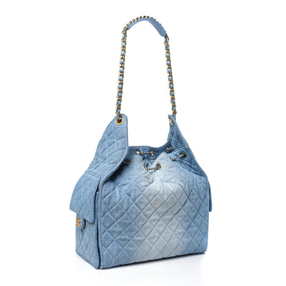 Chanel Washed Denim Quilted Medium Chanel 25 Handbag Blue 4 of 11