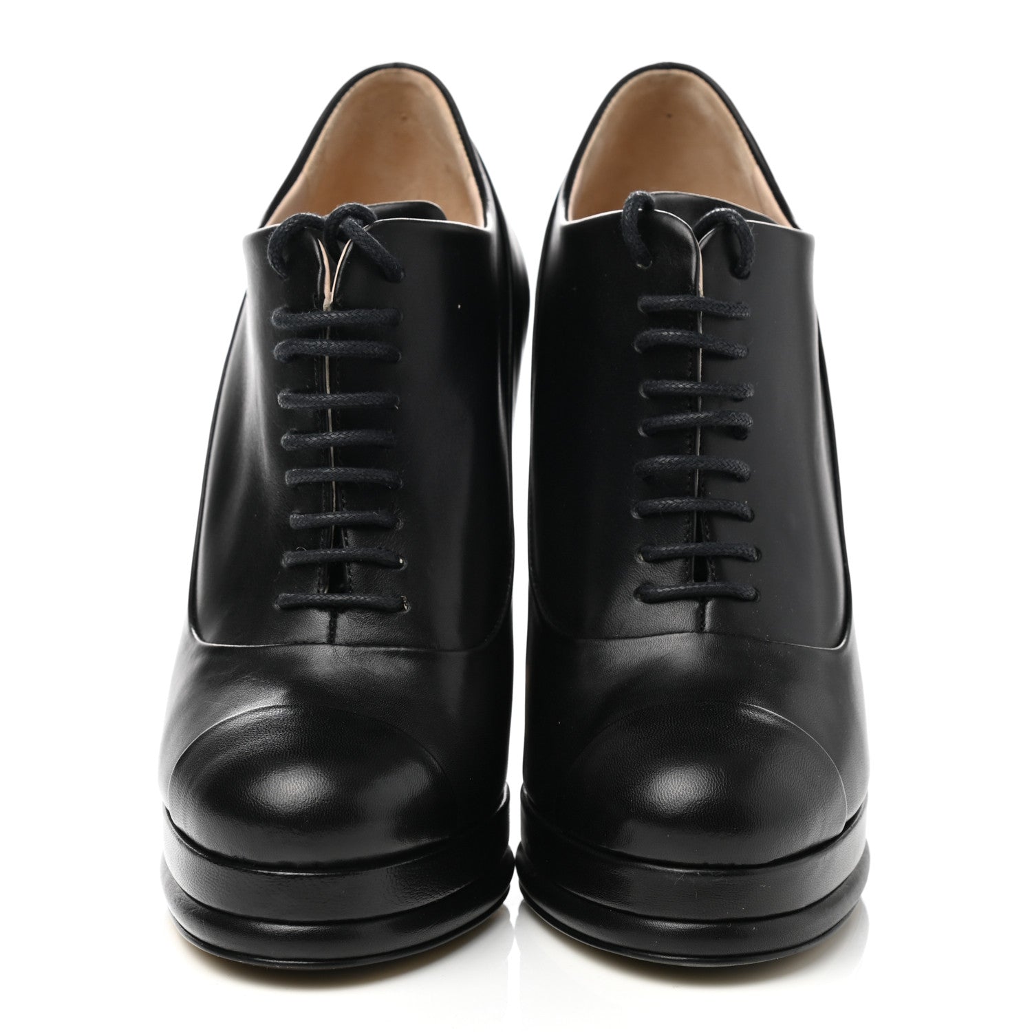 Chanel Lambskin Cap Toe Lace Up Booties 36 Black 2 of 10