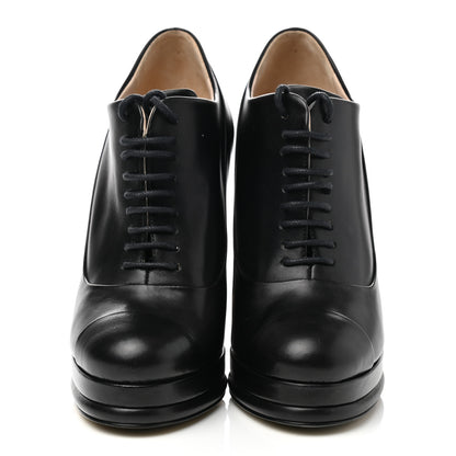 Chanel Lambskin Cap Toe Lace Up Booties 36 Black 2 of 10