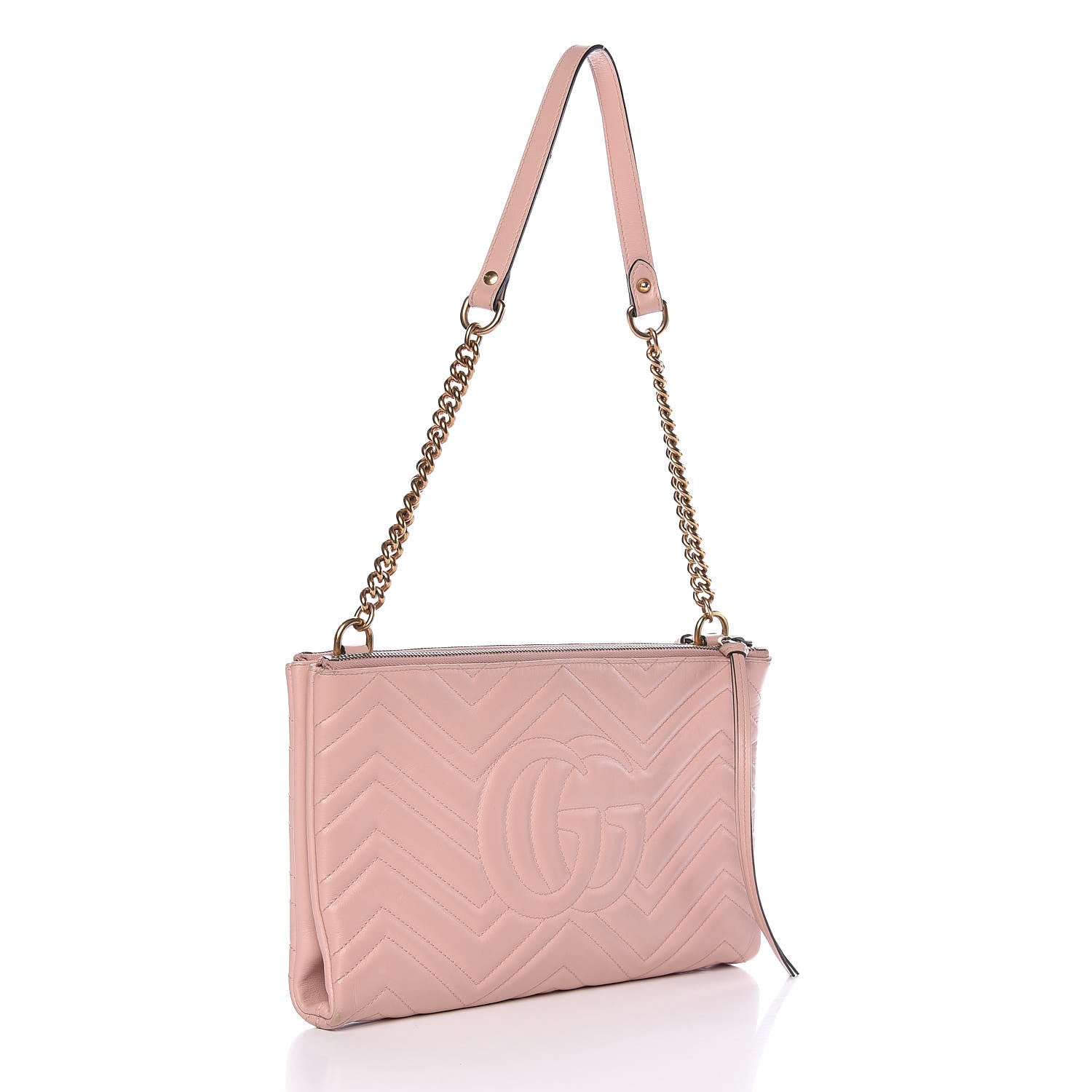 Gucci Calfskin Matelasse GG Marmont Double Zip Chain Bag Perfect Pink 3 of 19