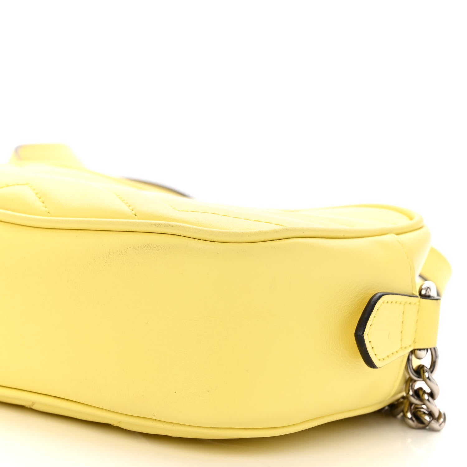 Gucci Calfskin Matelasse Mini GG Marmont Chain Shoulder Bag Banana 10 of 12