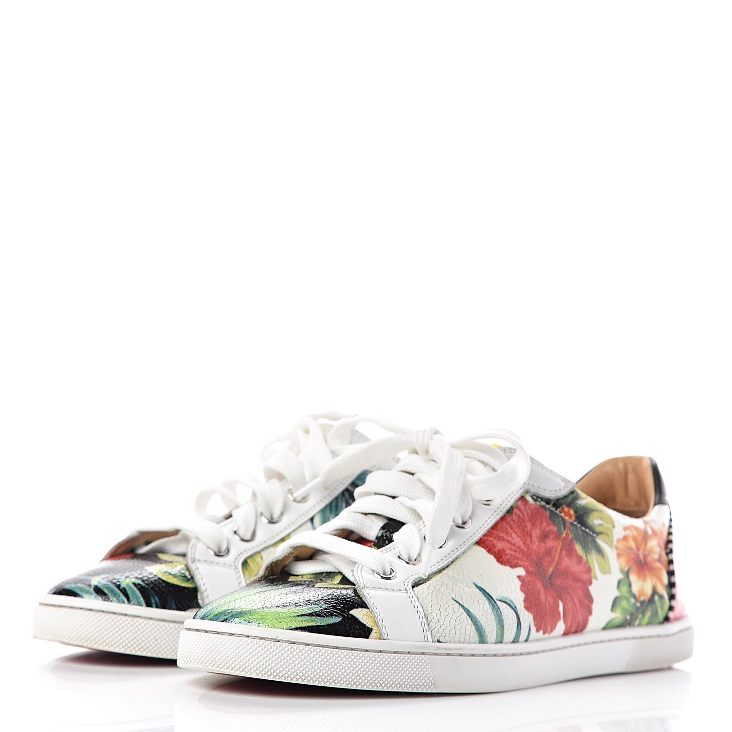 Christian Louboutin Crackled Calfskin Patent Hawaii Print Womens Seava Sneakers 38 Multi 3 of 17