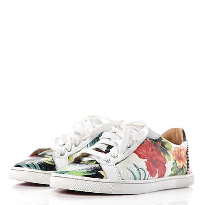 Christian Louboutin Crackled Calfskin Patent Hawaii Print Womens Seava Sneakers 38 Multi 3 of 17