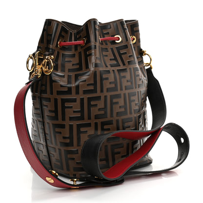 Fendi Vitello Grace F is Fendi Bi-Color FF 1974 Embossed Grande Mon Tresor Bucket Bag Maya Black Fragola 2 of 10