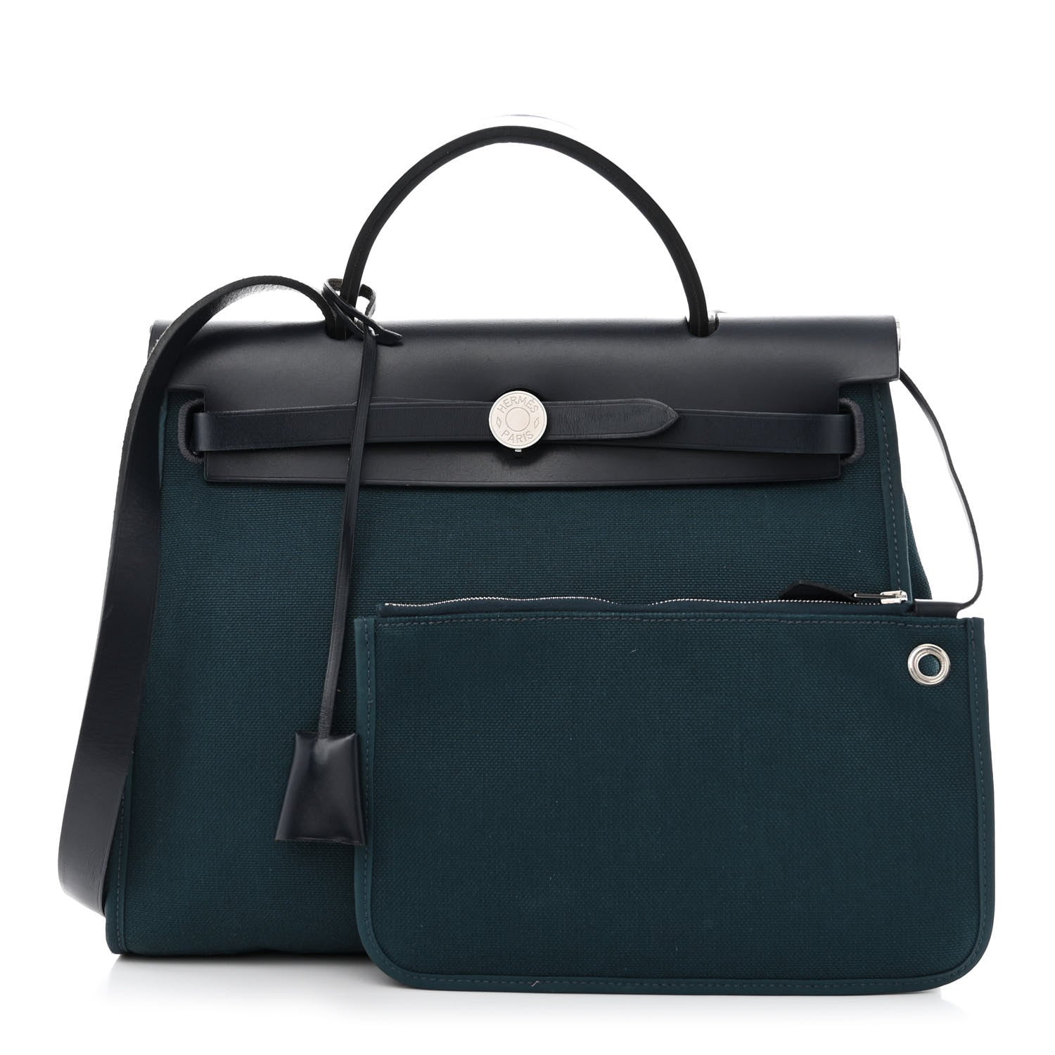 Hermes Military Toile Vache Hunter Herbag Zip 31 PM Bleu Ocean Bleu Indigo 1 of 13
