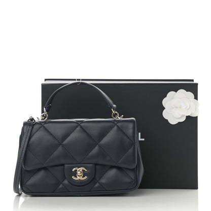 Chanel Lambskin Quilted Small Easy Carry Flap Navy 12 of 12