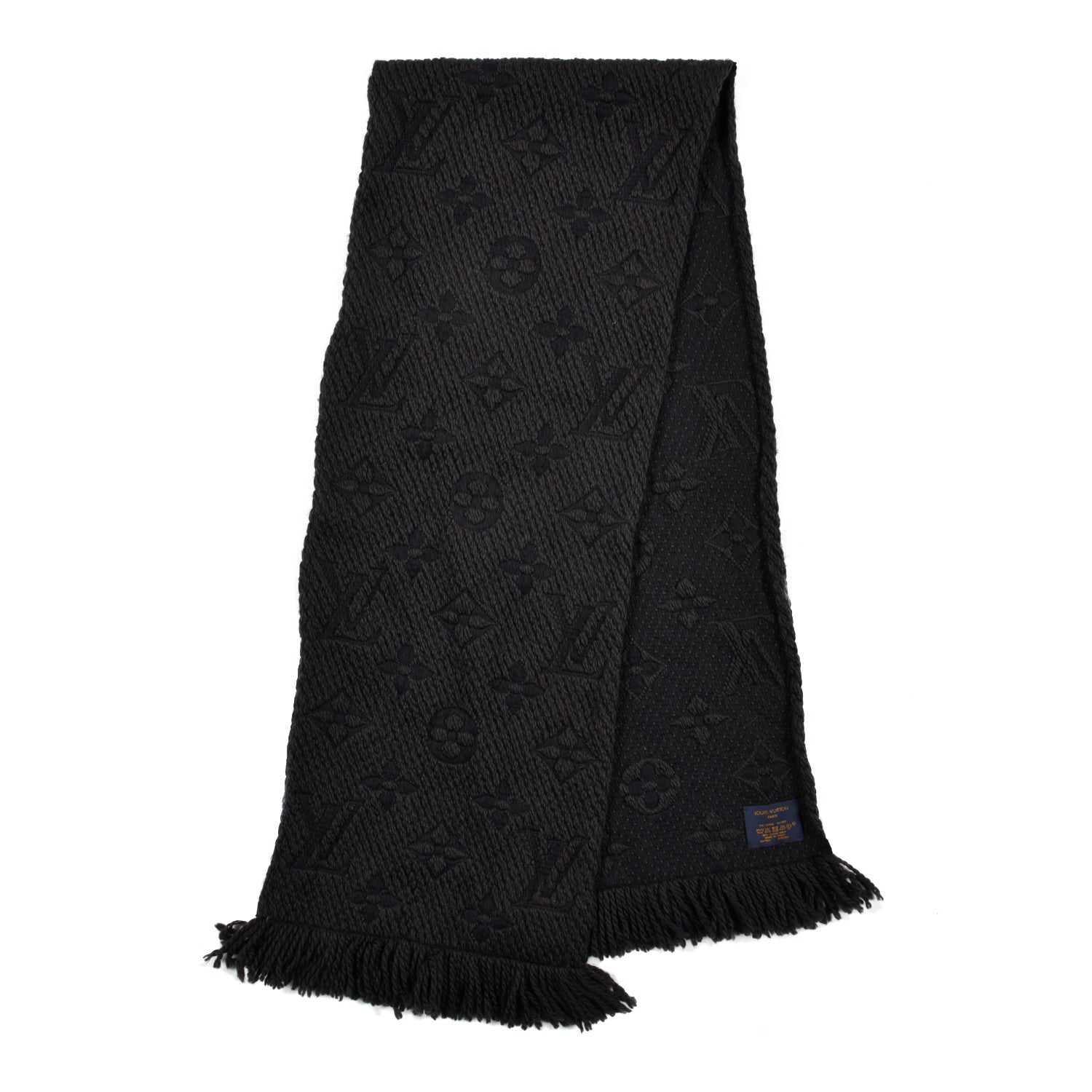 Louis Vuitton Wool Silk Logomania Scarf Black 2 of 4
