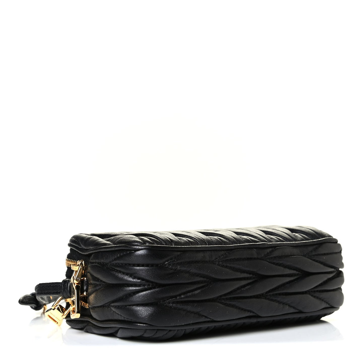 Nappa Matelasse Double Zip Wristlet Black