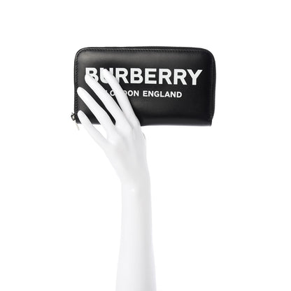 Burberry Smooth Calfskin Logo Print Zip Around Wallet Black 2 of 6