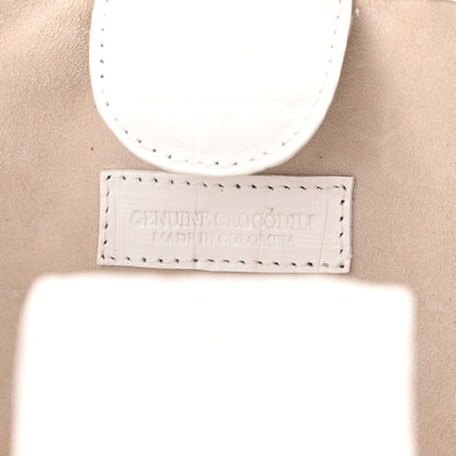 Nancy Gonzalez Crocodile Laser Cut Floral Handbag White Natural 7 of 10
