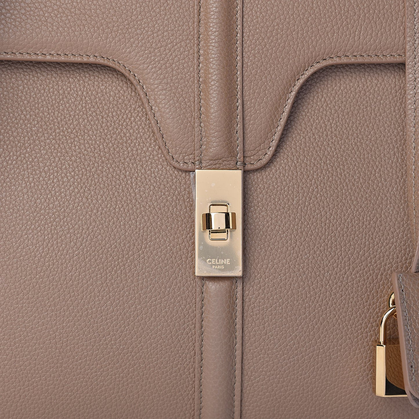 Grained Calfskin Classique 16 Top Handle Bag Beige