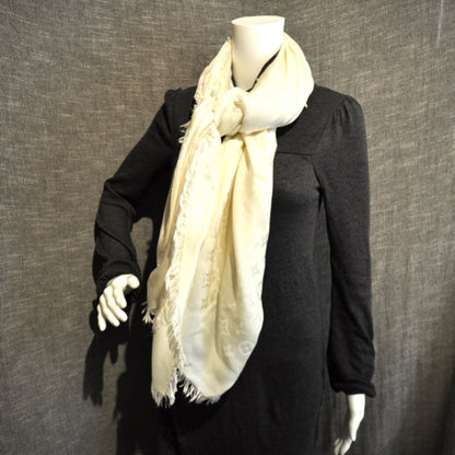 Louis Vuitton Silk Wool Monogram Shawl White 2 of 6