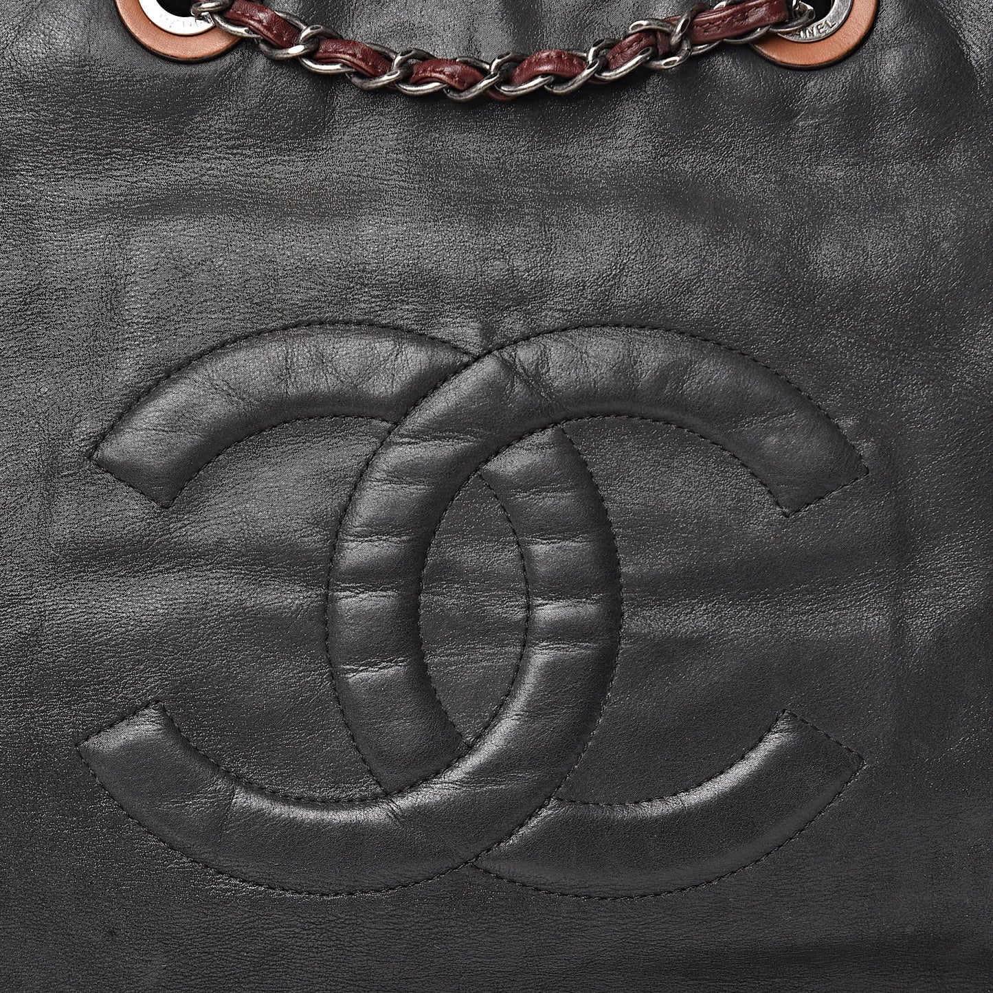 Iridescent Calfskin In the Mix Tote Black