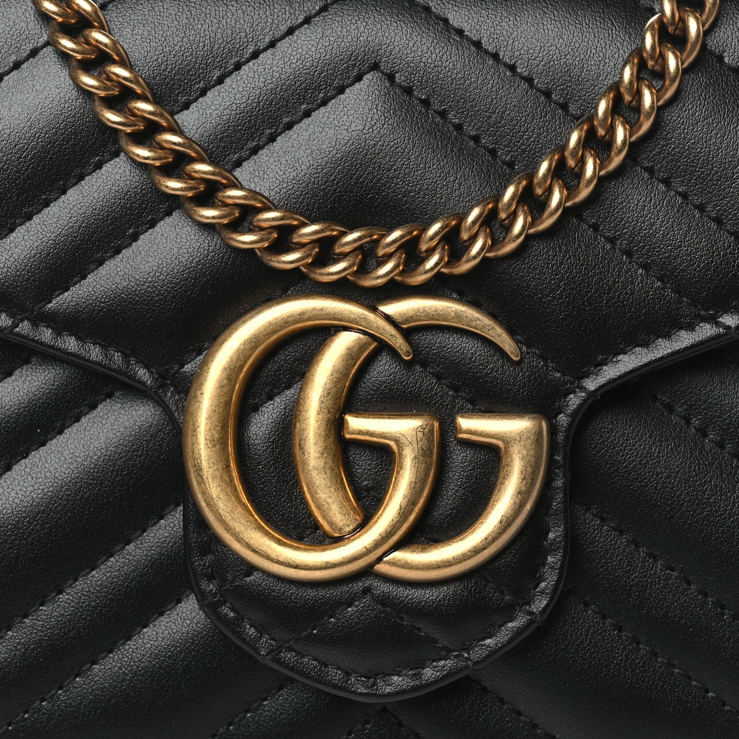 Gucci Calfskin Matelasse GG Marmont Chain Wallet Black 8 of 11