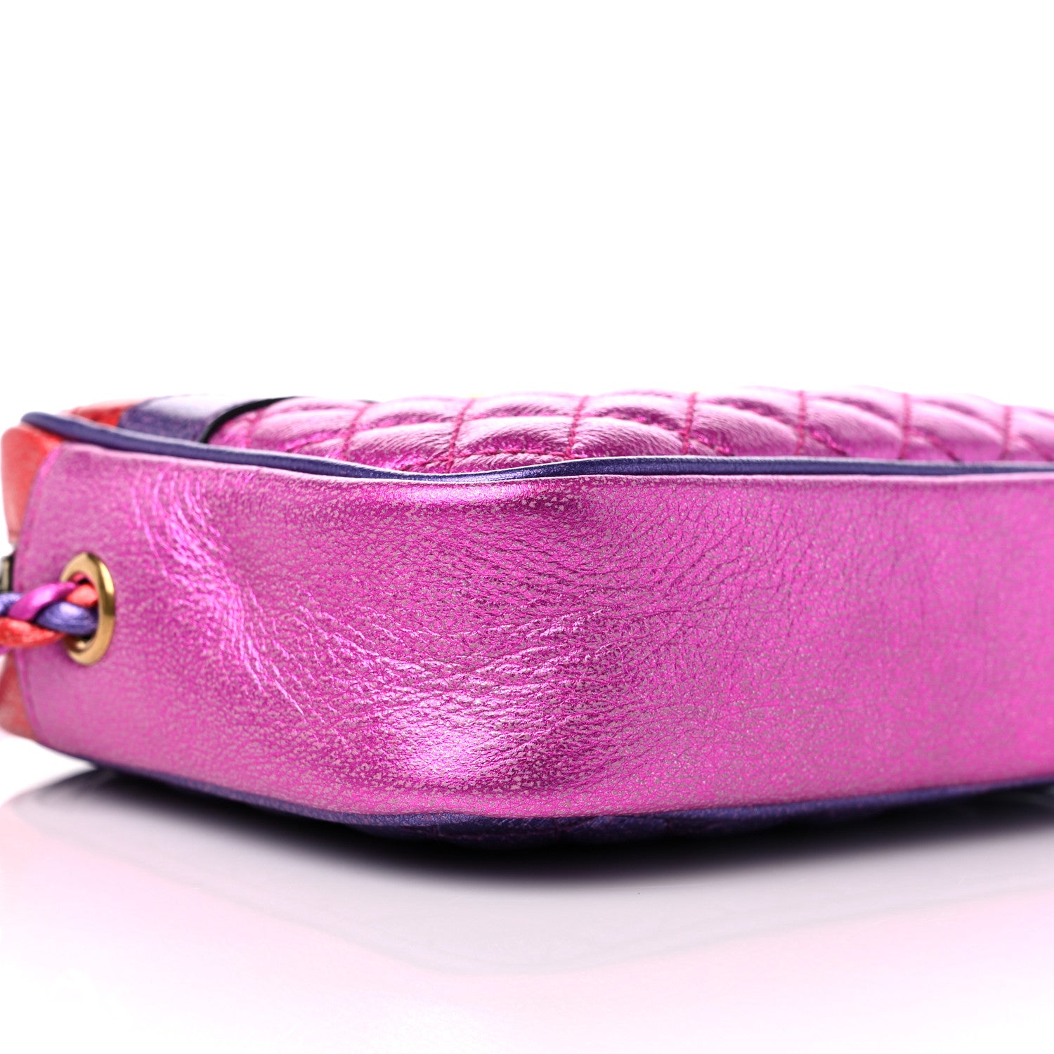 Gucci Laminated Nappa Trapuntata Mini Zumi Shoulder Bag Rosso Fuxia Bizantin 8 of 9